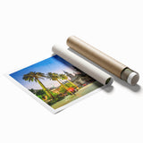 Extra large rolled print of Santiago, Chile skyline in muted earth tones, ideal for classy bathroom wall art.