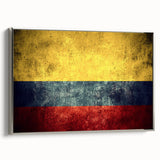 Landscape art painting featuring a colorful Colombian scenery on framed canvas, ideal for living room decor.