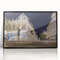 Large abstract wall art featuring a mid-century modernist scene of South America in Ecuador.