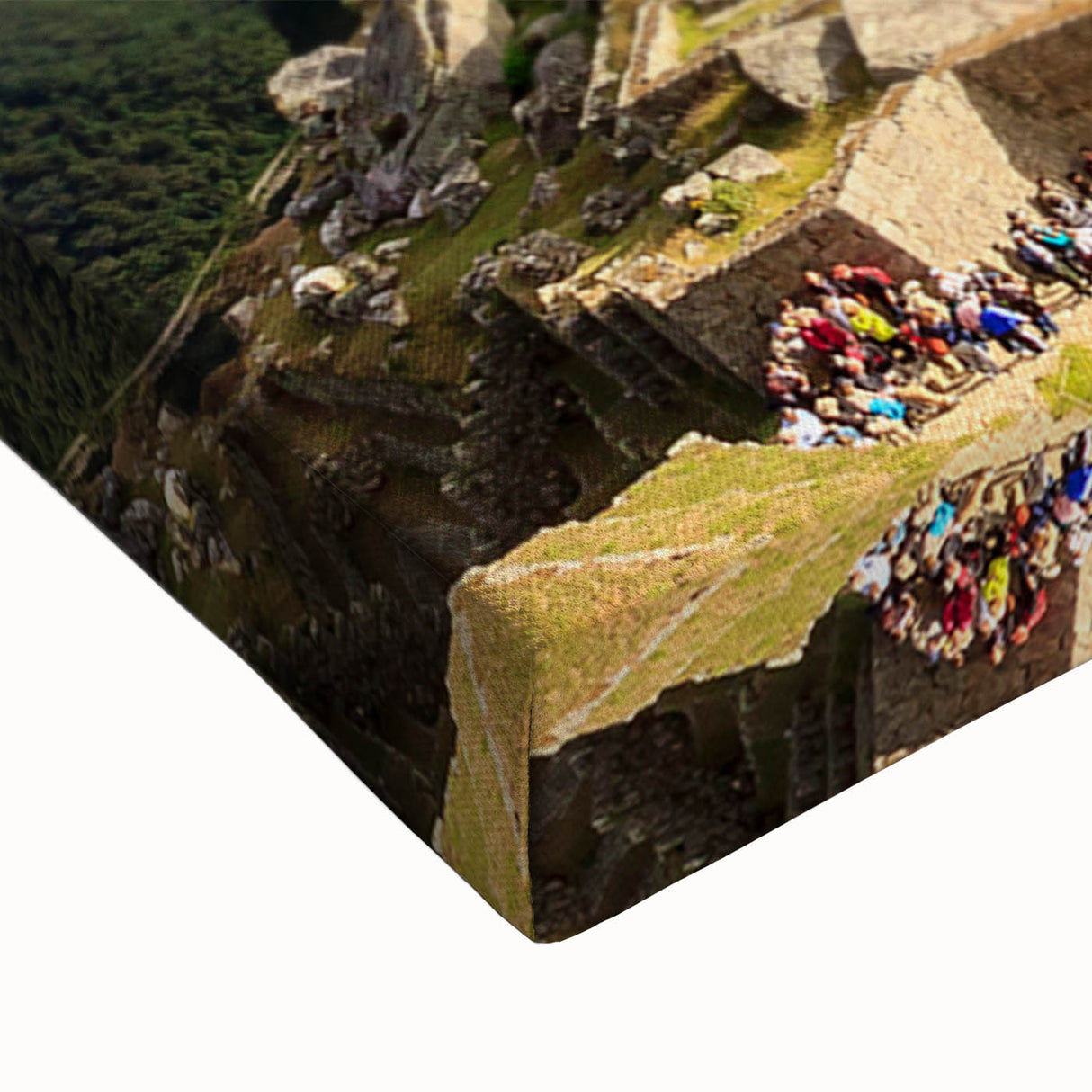 Black and white landscape art painting of Machu Picchu on stretched canvas, ideal for bedroom wall decor.