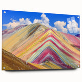Acrylic print of a large abstract depiction of a South American landscape in earth tones.