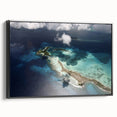 Black and white framed canvas of a Venezuelan landscape, ideal for bedroom wall decor.