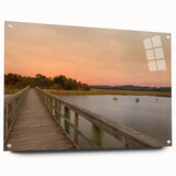 Acrylic print of a large abstract depiction of the Alabama landscape in muted earth tones, ideal for dining room decor.
