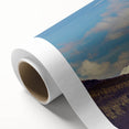 Art Deco poster of Denali, Alaska on rolled canvas, featuring cool blue and gray tones.