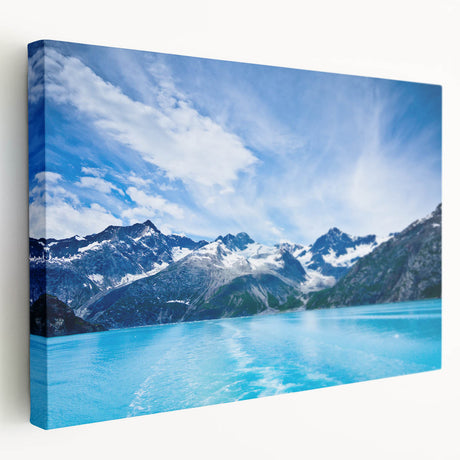 Alaskan landscape on large stretched canvas, featuring muted earth tones, ideal for kitchen wall art.