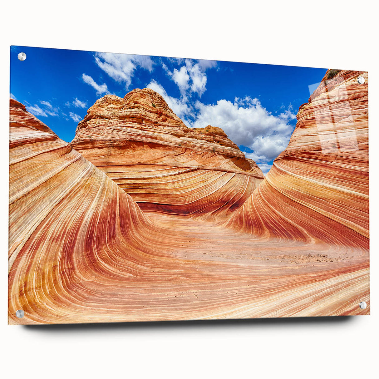 Acrylic print of Arizona's Coyote Buttes in earth tones, suitable for bedroom or dining room decor.