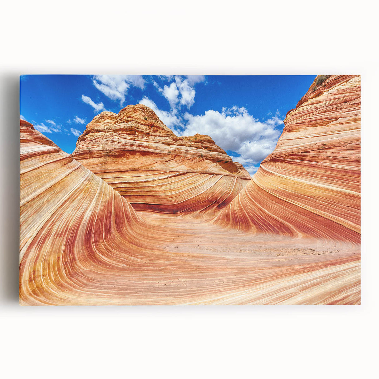 Black and white photograph of Coyote Buttes in Arizona on large stretched canvas, ideal for kitchen wall art.