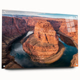 Acrylic print of Glen Canyon in Arizona, featuring earthy red and orange tones, suited for bedroom or dining room decor.