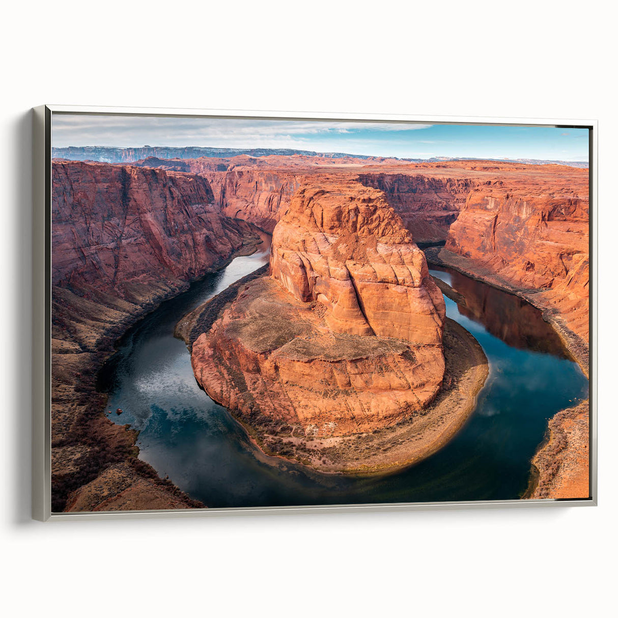 Framed canvas of Glen Canyon in Arizona, featuring a landscape art painting with a blend of colorful and black tones.