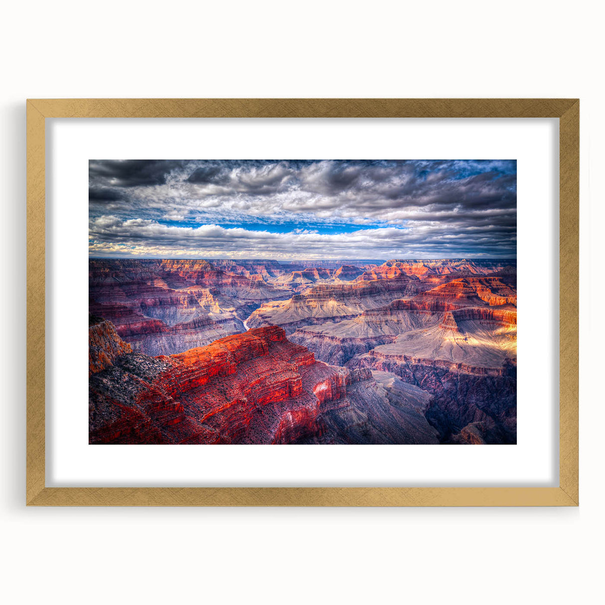 Extra large wall art of the Grand Canyon in muted earth tones on a textured canvas, ideal for living room decor.