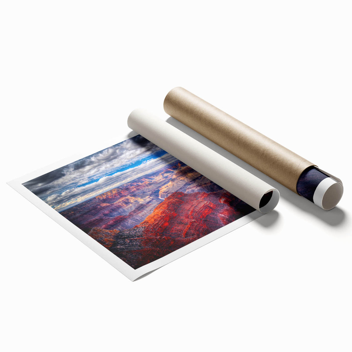Extra large rolled print of the Grand Canyon in muted earth tones, suitable for classy bathroom or large living room decor.