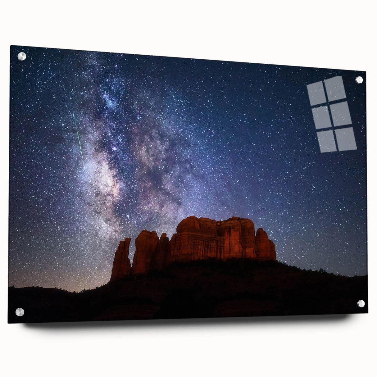 Acrylic print of a Sedona, Arizona landscape in earth tones, suitable for bedroom or dining room decor.