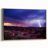 Framed canvas featuring a Sonoran Desert landscape in Arizona with muted earth tones, ideal for bedroom wall art.