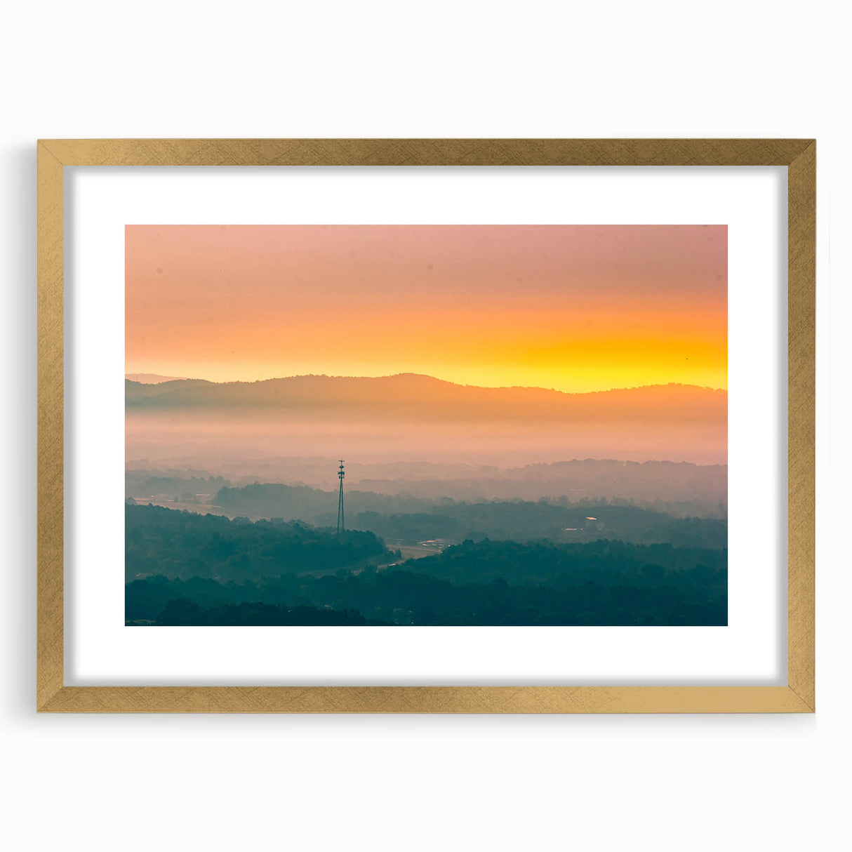 Extra large abstract art print depicting a textured Arkansas scenery in muted earth tones on a framed canvas.