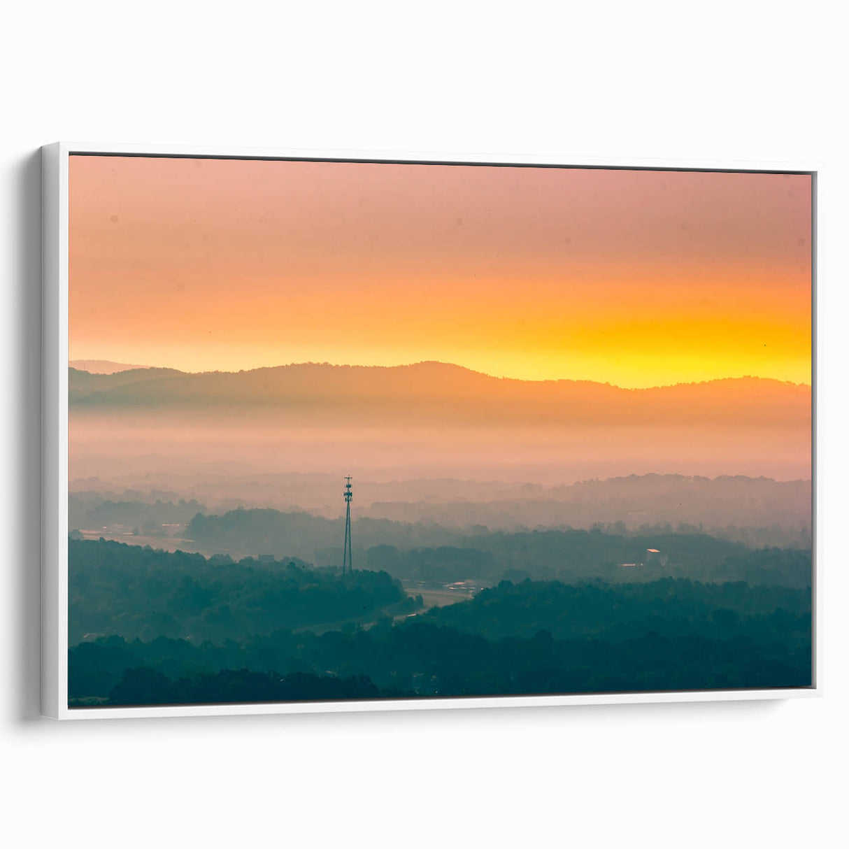Vintage poster art of Arkansas scenery on a framed canvas, featuring colorful art in extra large size.