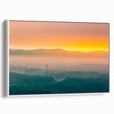 Vintage poster art of Arkansas scenery on a framed canvas, featuring colorful art in extra large size.