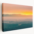Large canvas print of an Arkansas landscape in muted earth tones, ideal for kitchen wall art.
