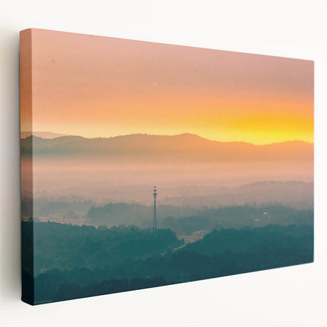 Large canvas print of an Arkansas landscape in muted earth tones, ideal for kitchen wall art.