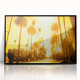 Large abstract wall art depicting Beverly Hills in muted earth tones on a framed acrylic, ideal for modern living room decor.
