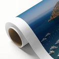 Art Deco style poster of Catalina, California scenery on rolled canvas, featuring pastel shades, ideal for nursery wall art.