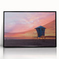 Large abstract wall art depicting the Coronado, California scenery in muted earth tones on a framed acrylic panel.