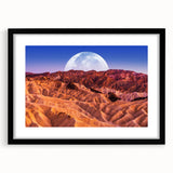 Abstract art print of Death Valley with textured, colorful hues on a large framed canvas, ideal for living room decor.