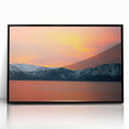 Large abstract wall art depicting Lake Tahoe in muted blue and green tones, framed in black acrylic.