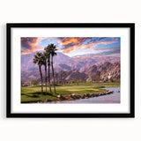 Extra large framed abstract print of colorful, textured palm springs scenery, ideal for living room decor.