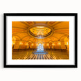 Extra large abstract art print of a colorful Sacramento scenery on a textured canvas, framed in black.