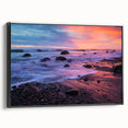 Black and white wall art depicting the Santa Barbara landscape on a framed canvas, suitable for bedroom decor.