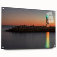 Acrylic print of a large abstract depiction of Santa Cruz, featuring cool blue and green tones, ideal for dining room decor.