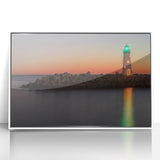 Acrylic print of Santa Cruz scenery in art deco style, featuring a white frame, ideal for modern nursery wall decor.