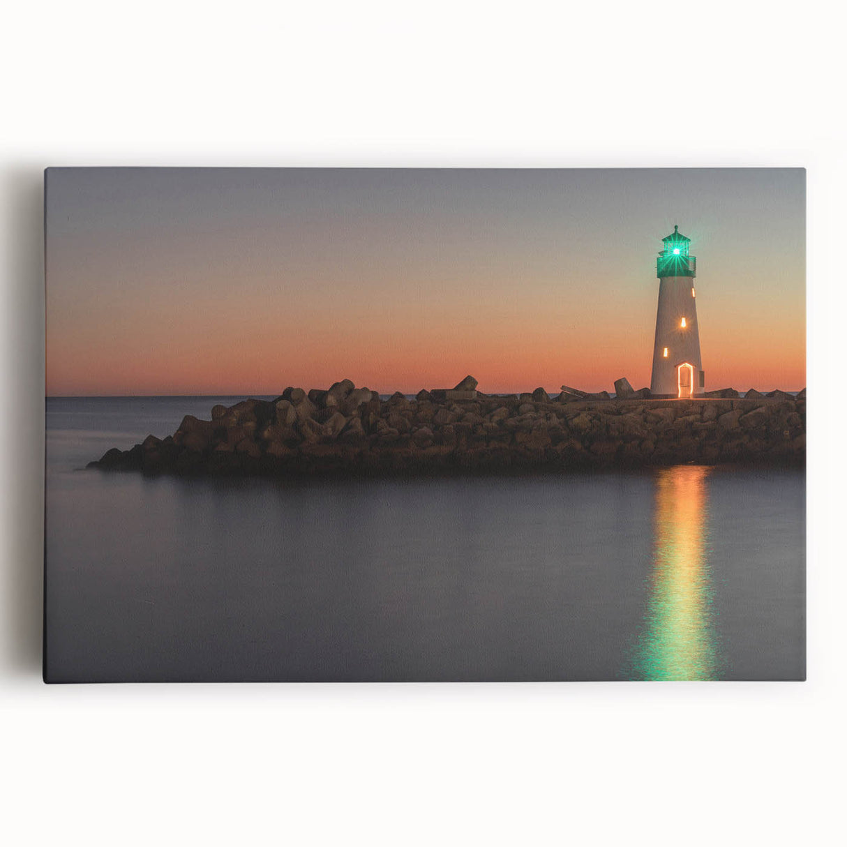 Black and white large art print of Santa Cruz on stretched canvas, ideal for kitchen wall art.