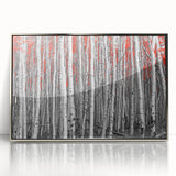 Mid-century modernist art depicting Aspen, Colorado scenery in muted earth tones on a framed acrylic print.