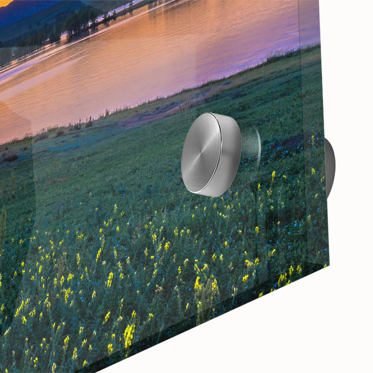 Large abstract wall art featuring Boulder, Colorado scenery in mid-century modernist style on acrylic glass.