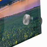 Large abstract wall art featuring Boulder, Colorado scenery in mid-century modernist style on acrylic glass.