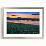 Textured abstract art print of Boulder, Colorado, in muted earth tones on a framed silver mat, suitable for bedroom art.