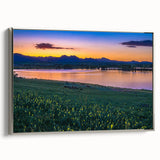 Framed canvas of a vintage Colorado landscape painting with colorful art and black borders, ideal for living room decor.