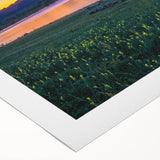 Art deco poster of Boulder, Colorado scenery in muted earth tones on rolled canvas, suitable for dining room wall art.