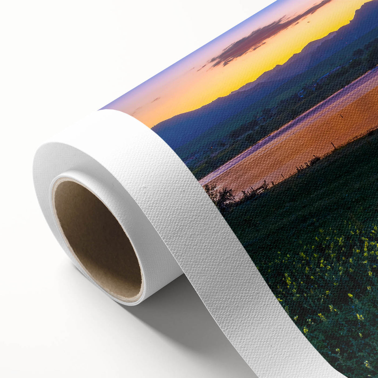 Art deco poster of Boulder, Colorado scenery on rolled canvas, featuring earthy tones, ideal for nursery wall art.