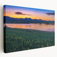 Large canvas print of Boulder, Colorado scenery with earthy green and brown tones, ideal for kitchen wall art.