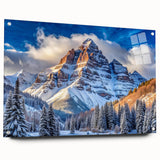 Acrylic print of Maroon Bells in Colorado featuring reflective lake and autumn colors, ideal for dining room decor.