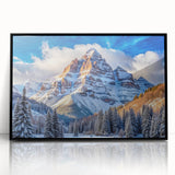 Large abstract wall art of Maroon Bells, Colorado in muted earth tones on framed acrylic.