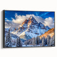 Black and white framed canvas of Maroon Bells, Colorado landscape, ideal for bedroom wall decor.
