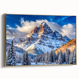 Framed canvas of Maroon Bells in Colorado, featuring a landscape art painting with muted earth tones.