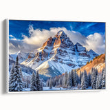 Vintage poster art of Maroon Bells, Colorado, in vibrant colors on a large framed canvas, suitable for living room decor.