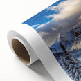 Art deco poster of Maroon Bells, Colorado, in pastel shades on rolled canvas, ideal for nursery wall art.