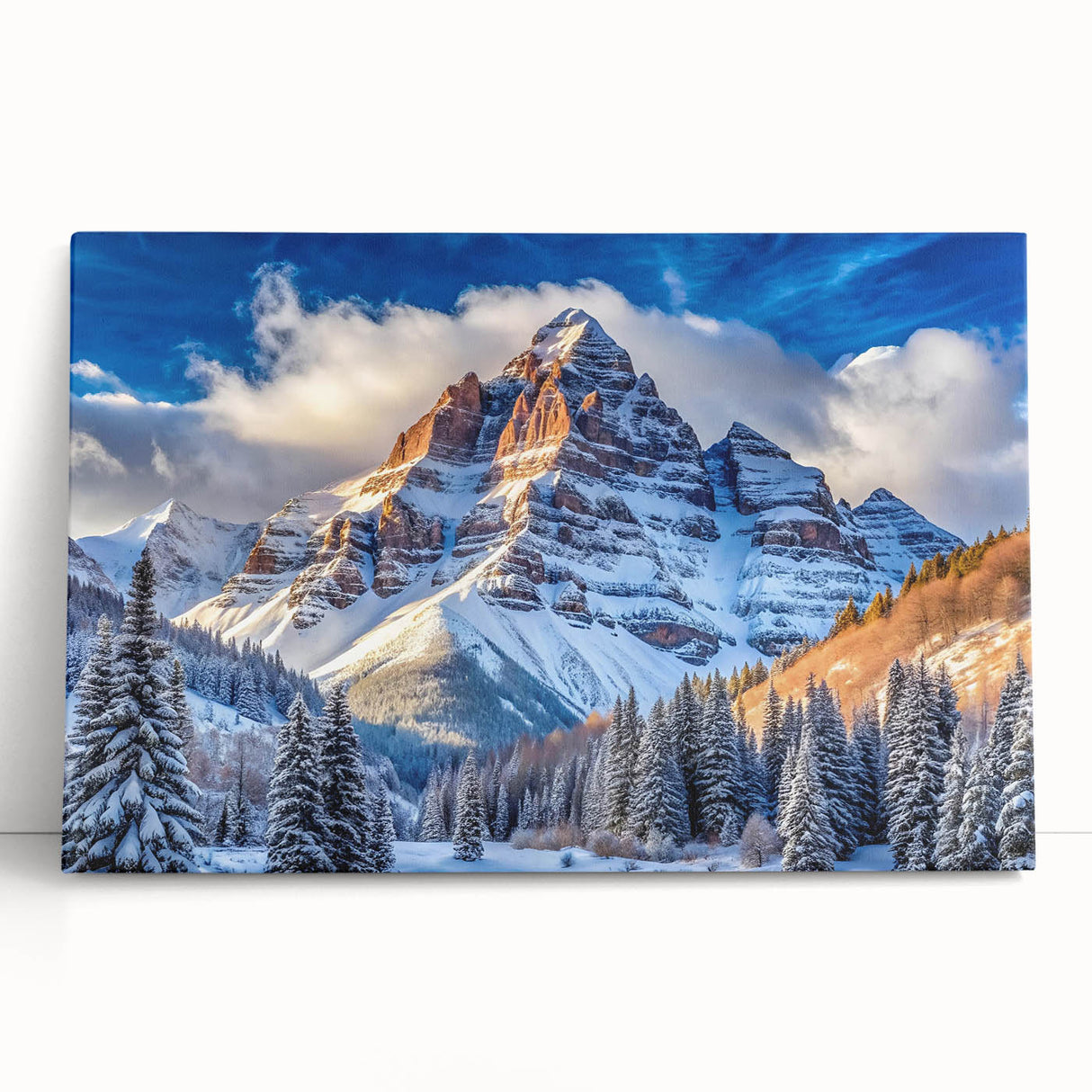 Black and white photograph of Maroon Bells, Colorado on stretched canvas, ideal for kitchen wall art.