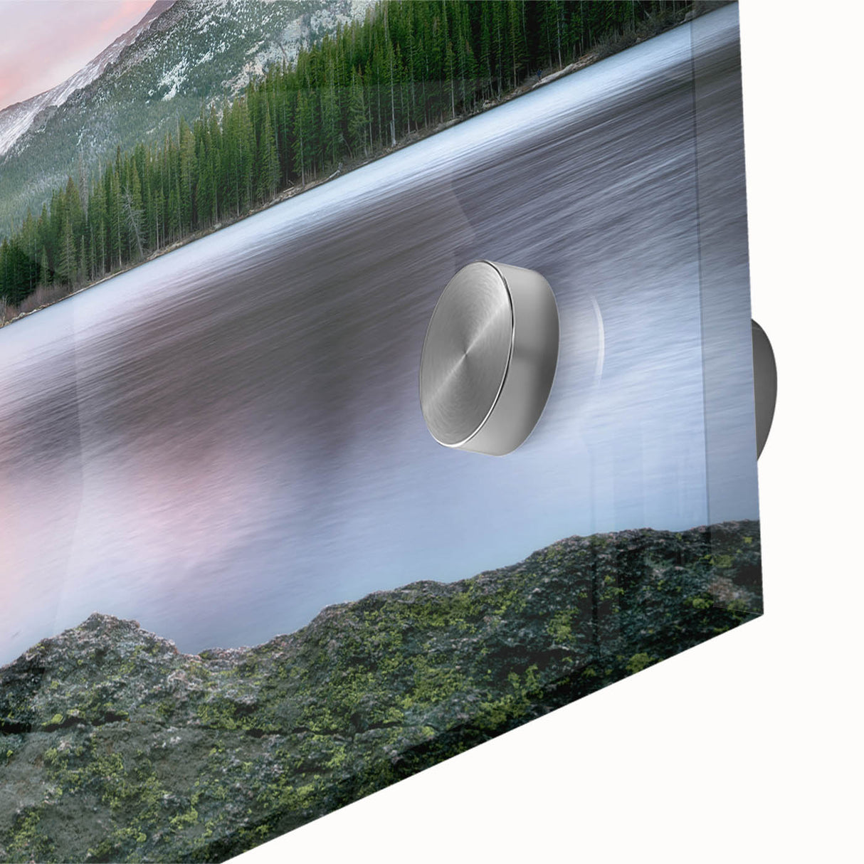 Acrylic print of abstract Rocky Mountains landscape in muted earth tones, ideal for dining room art.