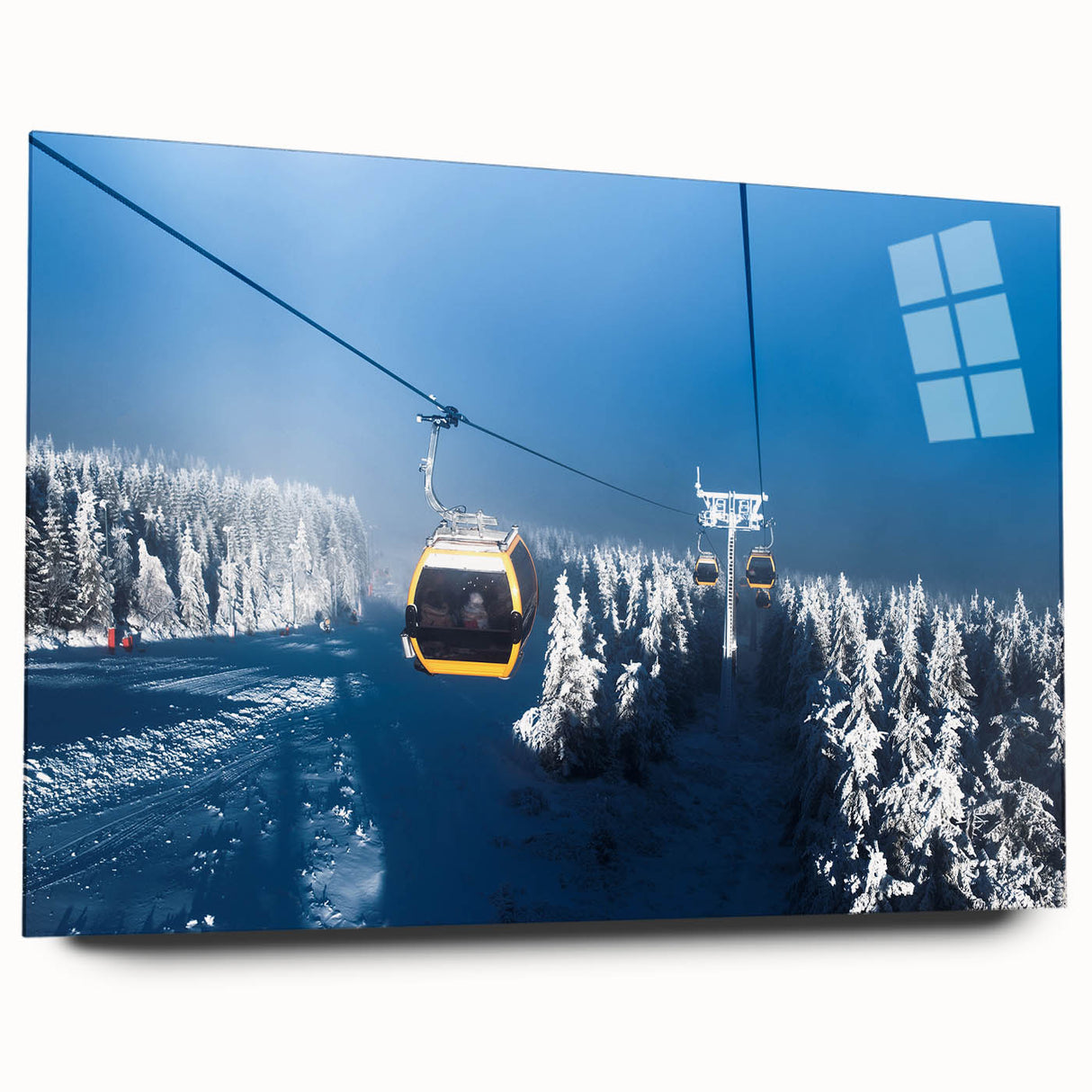Large abstract wall art of Telluride, Colorado landscape on acrylic glass, ideal for bedroom or dining room decor.